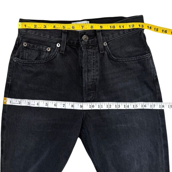 AGOLDE Lana Jeans Size 24 Faded Black Disorder Straight Button Fly Distressing - Picture 11 of 16